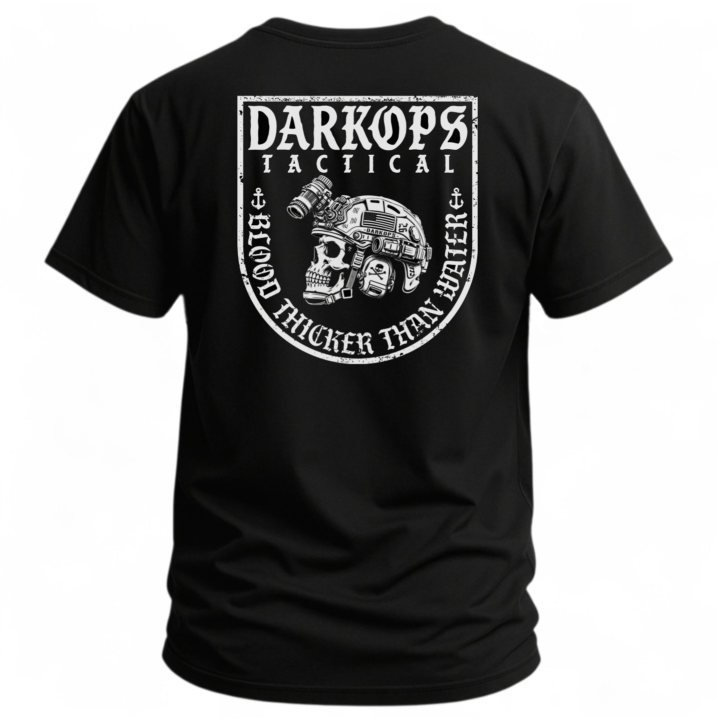 Darkops Tactical Flag Tee — back print on black 50/50 cotton-poly tactical tee